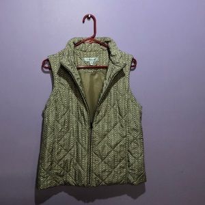 Puffer Vest Herringbone tan & white medium Croft & Barrow